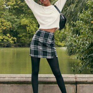 Lulus Spence Black Plaid Mini Skirt - Size S